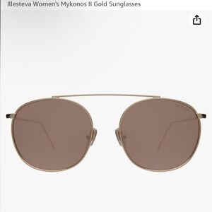 Illesteva Mykonos Round Frame Gold Tone Sunglasses
